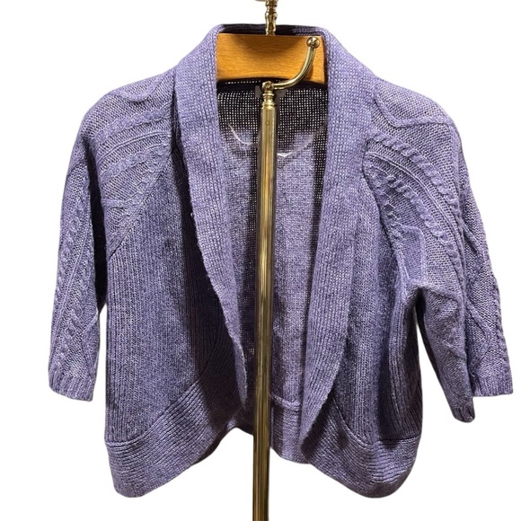 Chico's Lavender Wool Mohair Blend Knit Cardigan Sweater Half Sleeve - Picture 1 of 9